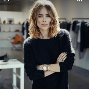 Anine Bing sweater with soft fuzzy shoulders.